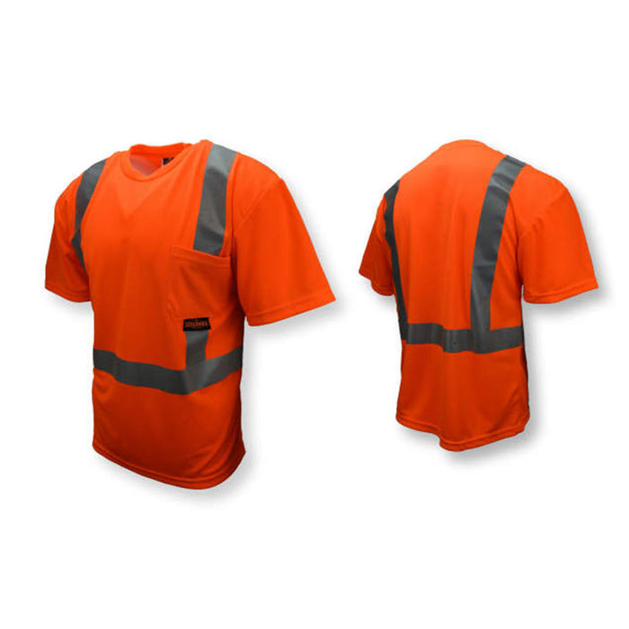 Radians ST11-2POS Class 2 Hi-Vis Orange T-Shirt, Moisture-Wicking, Pocket Style