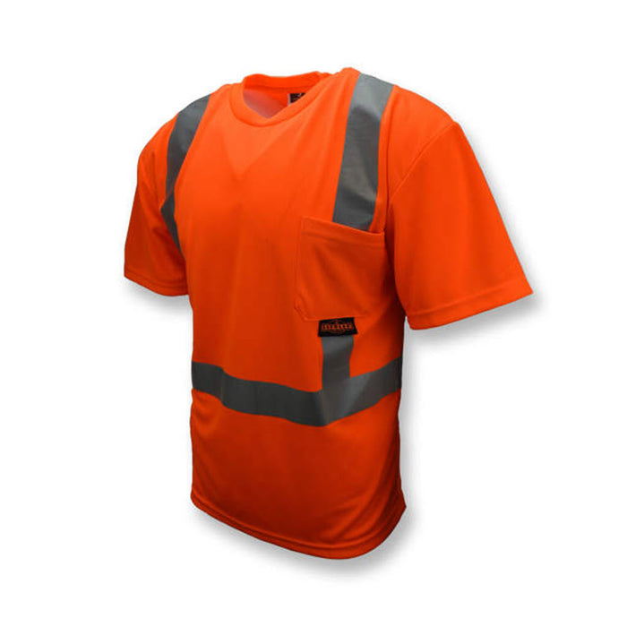 Radians ST11-2POS Class 2 Hi-Vis Orange T-Shirt, Moisture-Wicking, Pocket Style