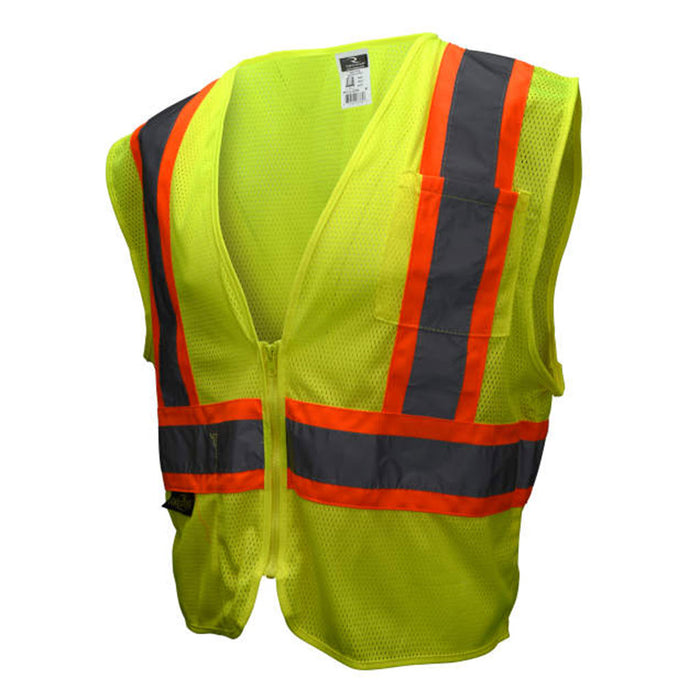 Radians SV22-2ZGM Hi-Viz Green Poly Mesh Vest, Class 2, Zip Front