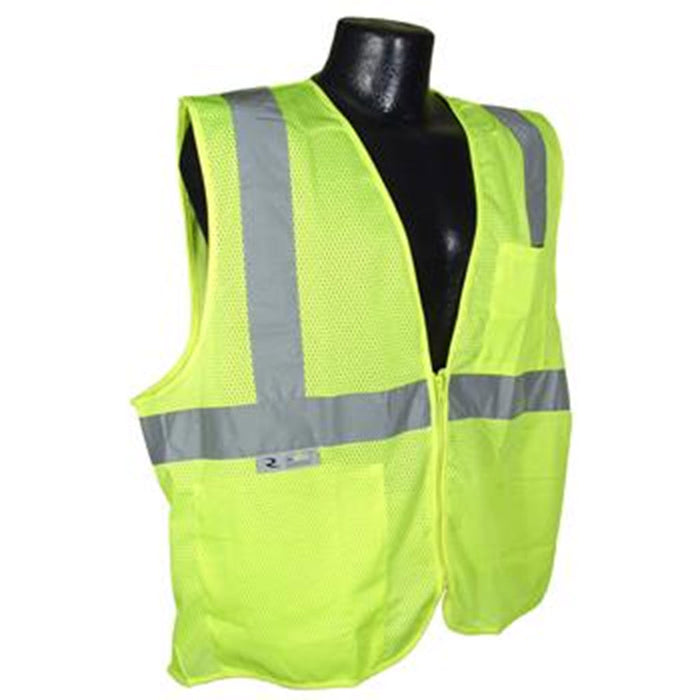 Radians SV2ZGM Hi-Viz Green Poly Mesh Vest, Class 2, Zip Front