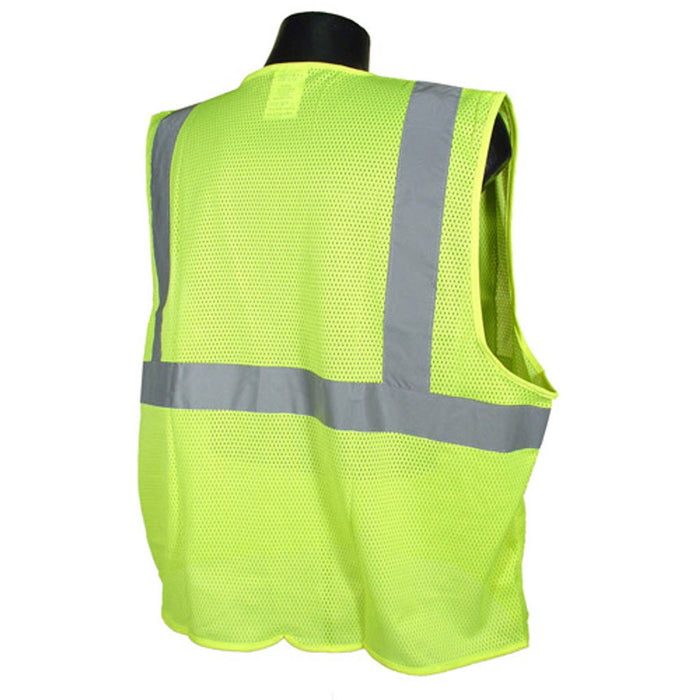 Radians SV2ZGM Hi-Viz Green Poly Mesh Vest, Class 2, Zip Front