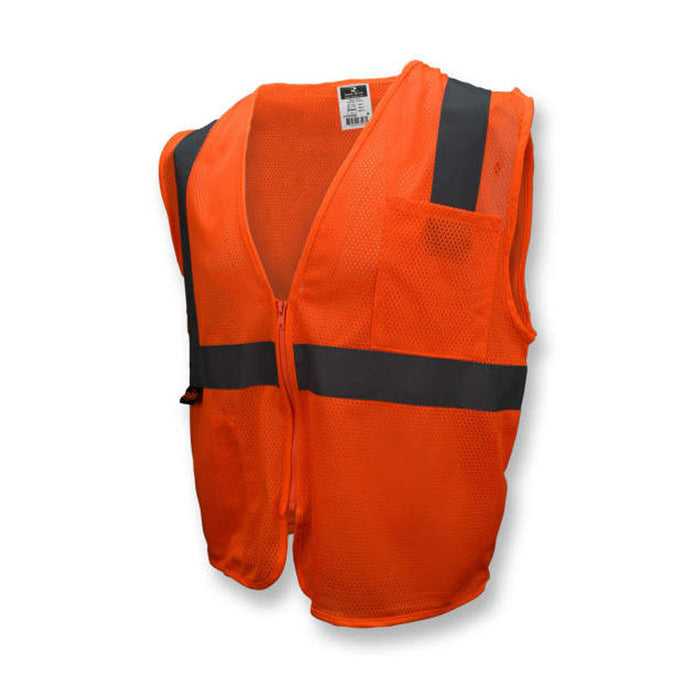 Radians Safety Vest Poly Mesh Zip Hi-Vis Orange SV2ZOM ANSI Compliant