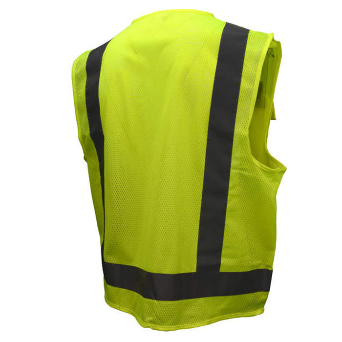 Radians SV7G Class 2 Hi-Viz Green Vest, Knit/Mesh, Zip Front