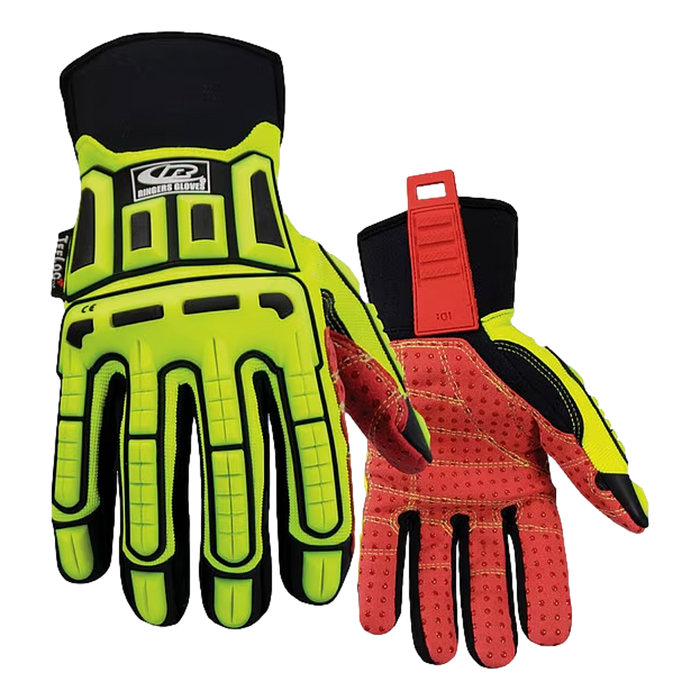 Ringers 267 2XL Hi-Vis Impact Gloves, HD Work Gloves with TPR Protection - OutdoorPowerDeals