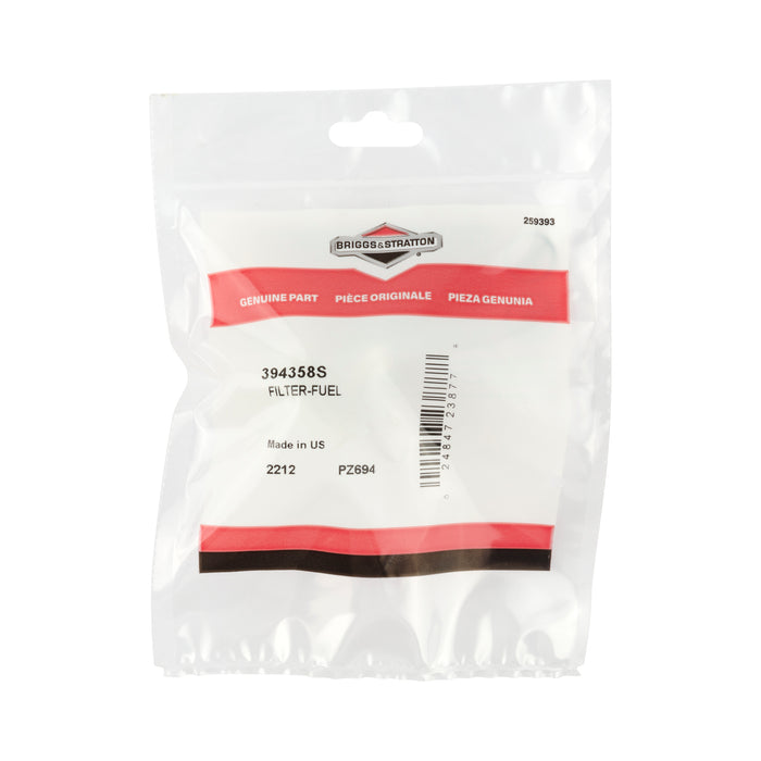 Briggs Stratton 394358S in-line fuel filters, 5 pack view