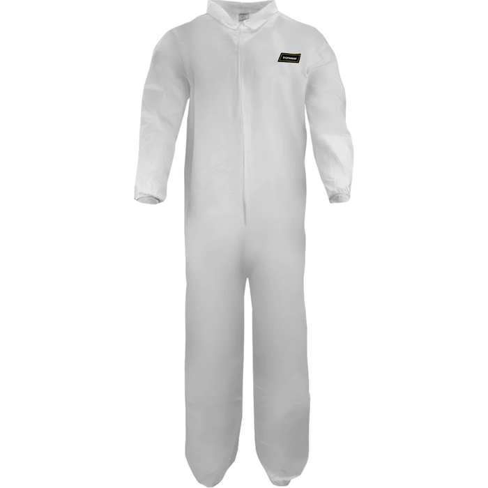 1600-L Disposable Microporous/Polypropylene Coveralls White w/ Collar Size Large Case of 25