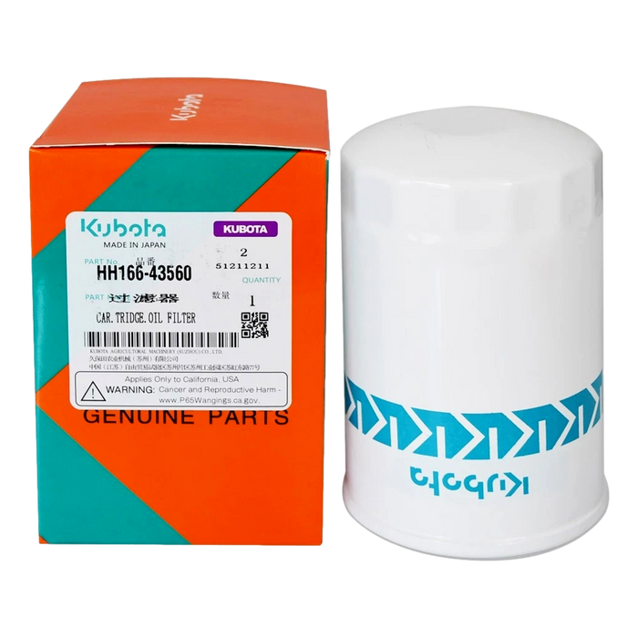 2 PK Genuine OEM Kubota Fuel Filters 16631-43560 HH166-43560 Diesel Engine - OutdoorPowerDeals