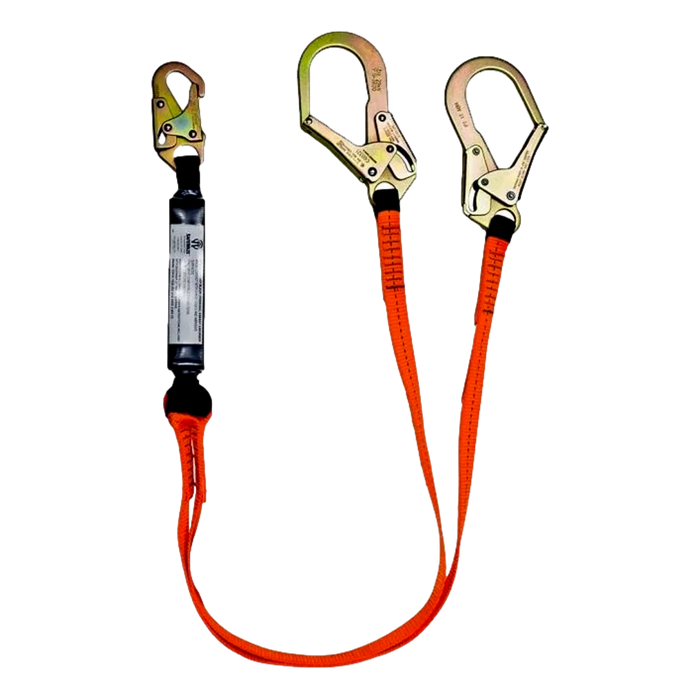 Safewaze FS88566-E V-Line 6' Dual-Leg Lanyard – Rebar Hooks, Fall Protection
